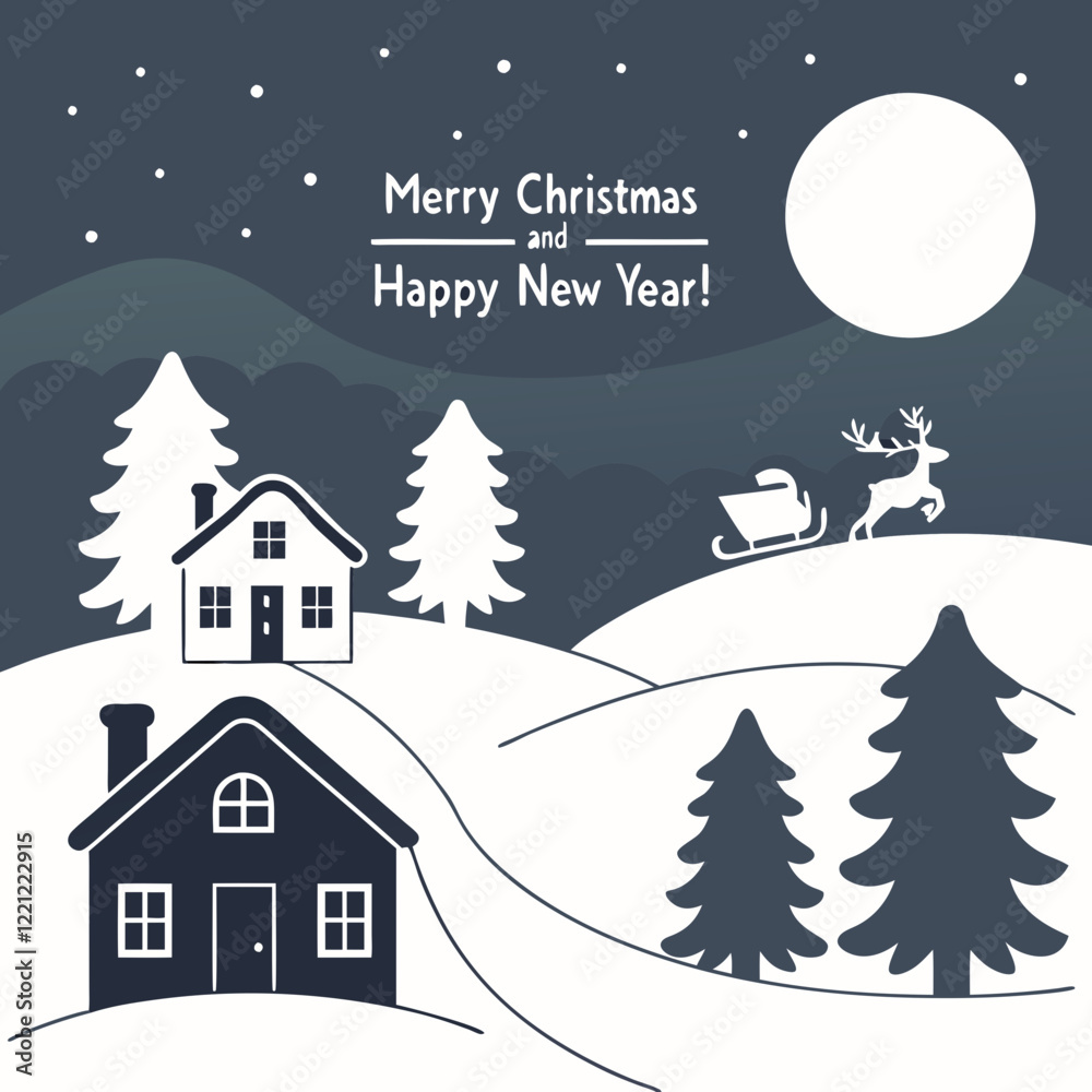 Fototapeta premium christmas night landscape