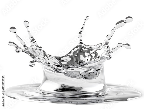 A highly detailed shot of a single droplet of water, showcasing its natural roundness and reflections on a white background