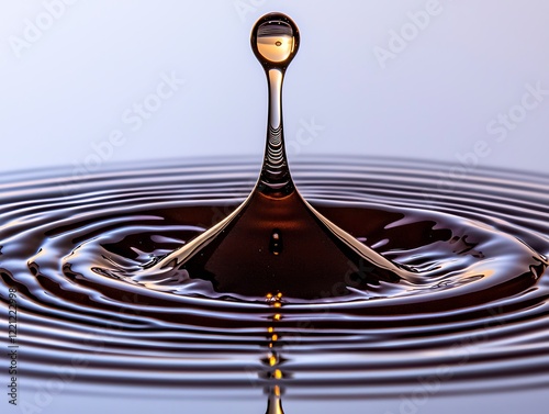A highly detailed shot of a single droplet of water, showcasing its natural roundness and reflections on a white background