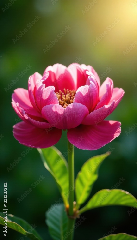 Single Peony Flower in Sunlight, sunlight, garden, single bloom Single Peony Flower in Sunlight, sunlight, garden, single bloom
