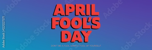A creative minimalist illustration of an April Fool's Day poster. The poster has a large red text that says 