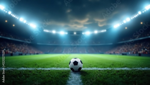 Soccer Stadium, Football Stadium, Green Field, Soccer Field, Football Field, Stadium Lights, Goalpost, Sports Arena, Soccer Match, Grass Field, Artificial Turf, Real Grass Field, Sports Venue, Soccer 
