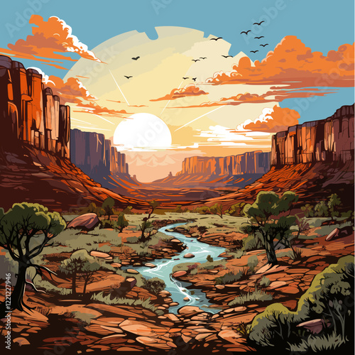 Grand Canyon. Grand Canyon hand-drawn comic illustration. Vector doodle style cartoon illustration