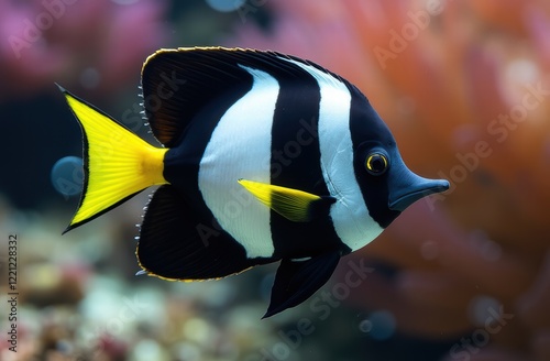 The Moorish idol (Zanclus cornutus) is a striking-looking marine fish found in the Indo-Pacific region. photo