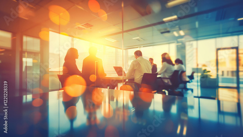 People silhouettes working together in office conference room, business strategy teamwork brainstorming