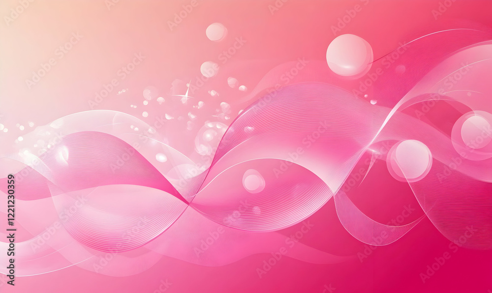 Abstract pink background with wavy shapes and spheres, Abstract pink background with wavy shapes and spheres,