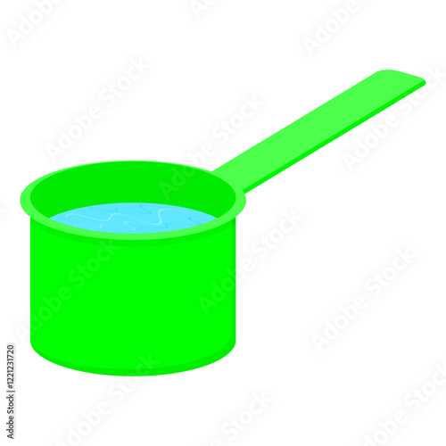 green water dipper. bathroom equipment. vector illustration.