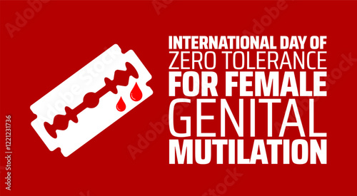 International Day of Zero Tolerance for Female Genital Mutilation background banner or poster design template. observed every year in February. Holiday concept. Use to any Template, card, poster.