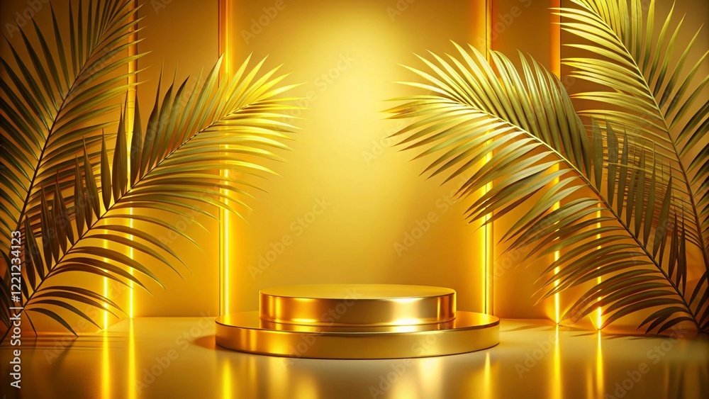 Product mockup templet, Golden luxury empty podium Illustration