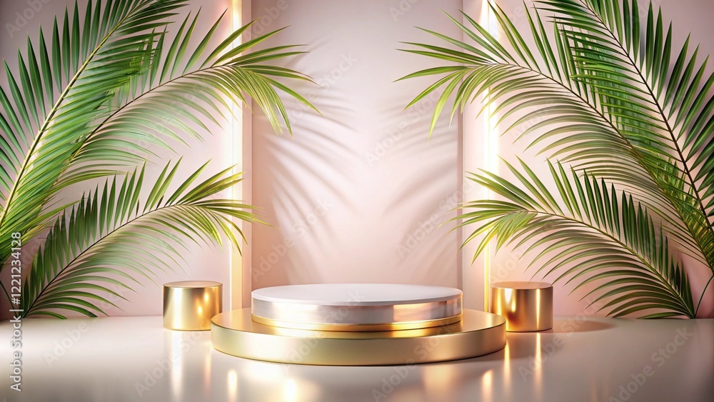 Product mockup templet, Golden luxury empty podium Illustration
