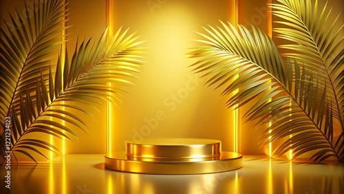 Obraz na płótnie Product mockup templet, Golden luxury empty podium Illustration w salonie