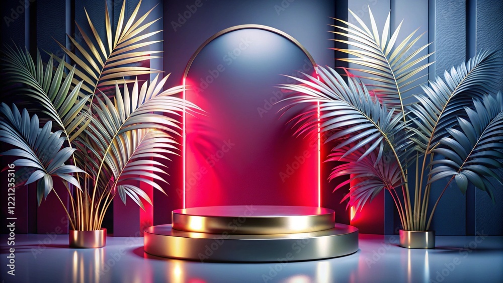 Product mockup templet, Golden luxury empty podium Illustration