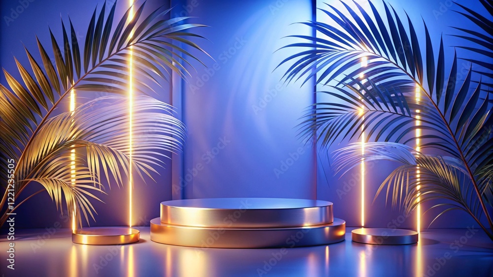 Product mockup templet, Golden luxury empty podium Illustration
