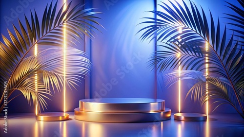 Obraz na płótnie Product mockup templet, Golden luxury empty podium Illustration w salonie