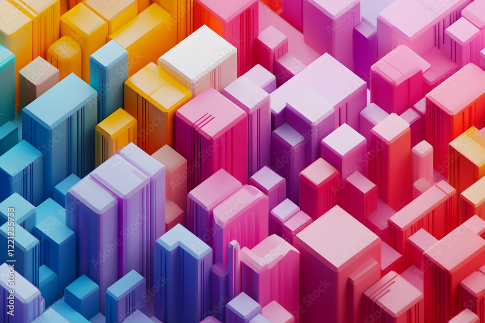 Colorful 3D blocks arranged in an intricate pattern, creating a vibrant and dynamic background for design projects. Colorful 3D blocks arranged in an intricate pattern, creating a vibrant and dynamic background for design projects.