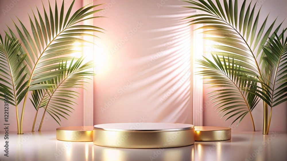 Product mockup templet, Golden luxury empty podium Illustration