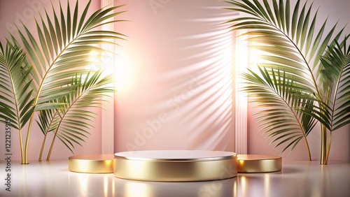 Obraz na płótnie Product mockup templet, Golden luxury empty podium Illustration w salonie