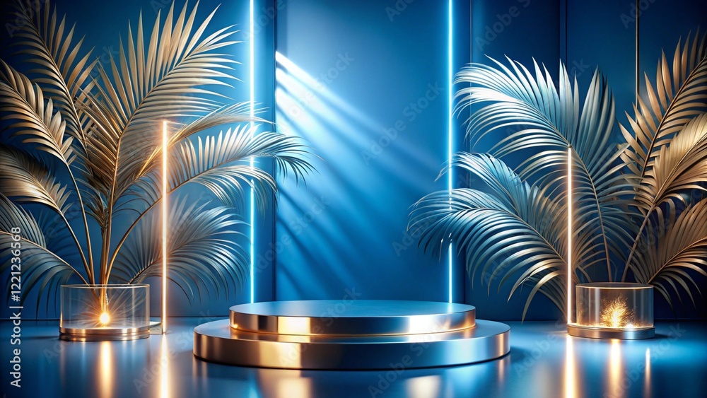 Product mockup templet, Golden luxury empty podium Illustration