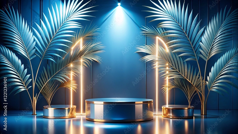 Product mockup templet, Golden luxury empty podium Illustration
