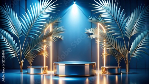 Obraz na płótnie Product mockup templet, Golden luxury empty podium Illustration w salonie