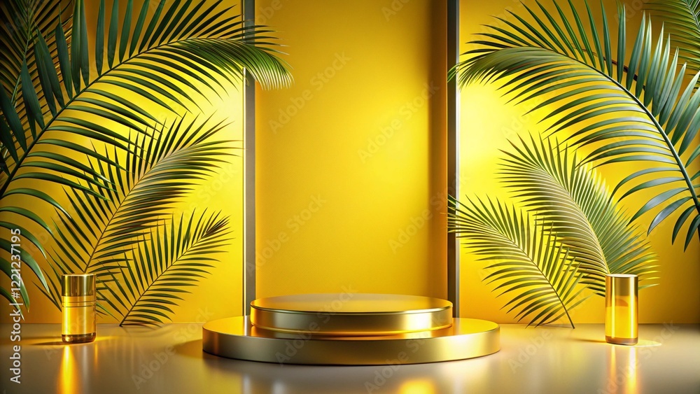 Product mockup templet, Golden luxury empty podium Illustration