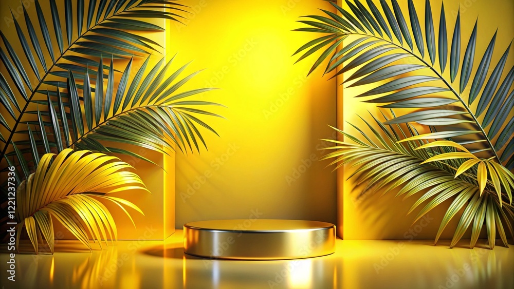 Product mockup templet, Golden luxury empty podium Illustration