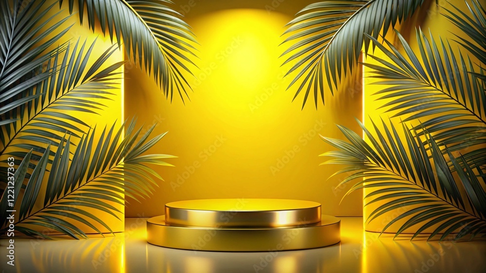 Product mockup templet, Golden luxury empty podium Illustration