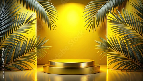 Obraz na płótnie Product mockup templet, Golden luxury empty podium Illustration w salonie