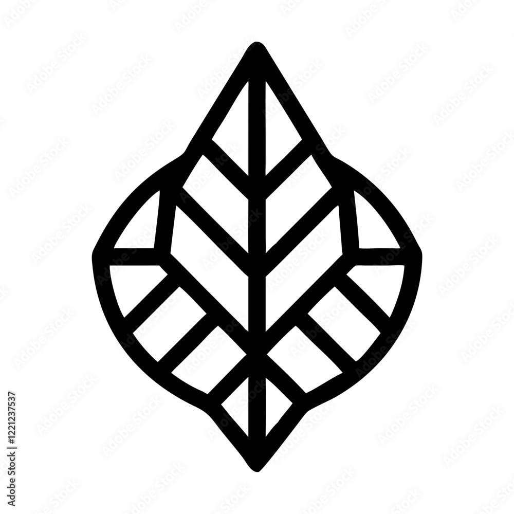 Minimalistic Black Leaf Icon with Geometric Lines – Elegant and Nature-Inspired Design Minimalistic Black Leaf Icon with Geometric Lines – Elegant and Nature-Inspired Design