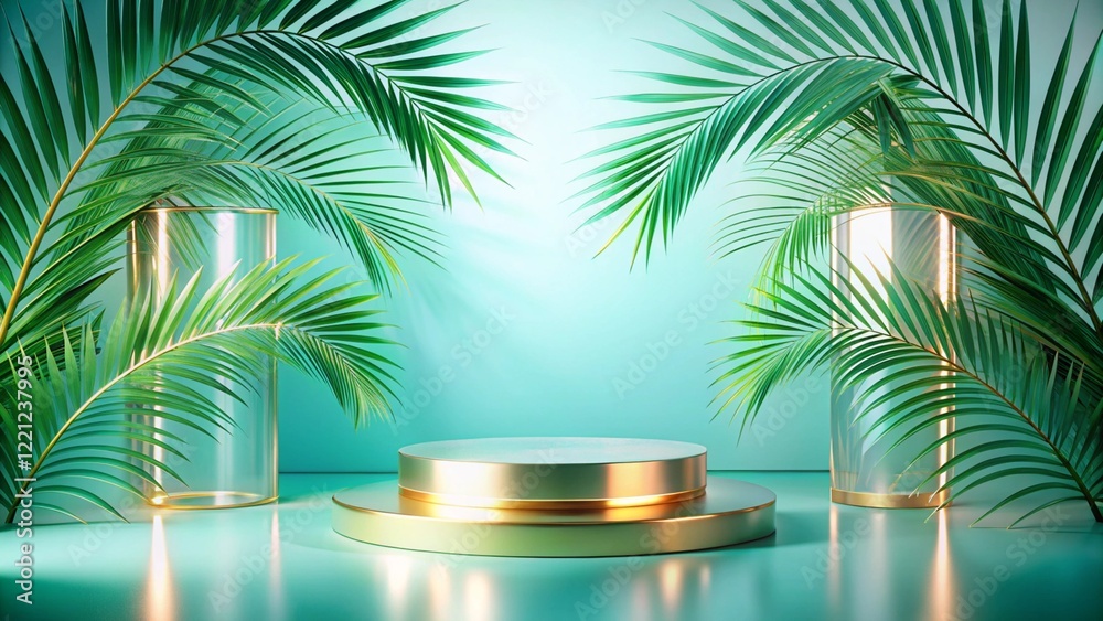 Product mockup templet, Golden luxury empty podium Illustration