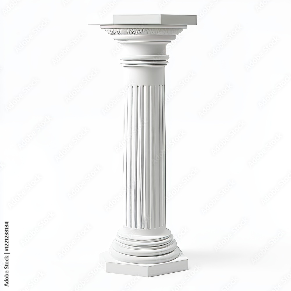 Antique column on white background. 3D illustration. 3D rendering. Antique column on white background. 3D illustration. 3D rendering.