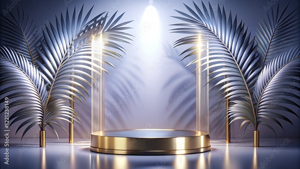 Product mockup templet, Golden luxury empty podium Illustration