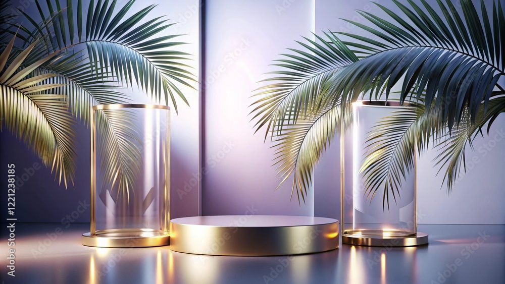 Product mockup templet, Golden luxury empty podium Illustration