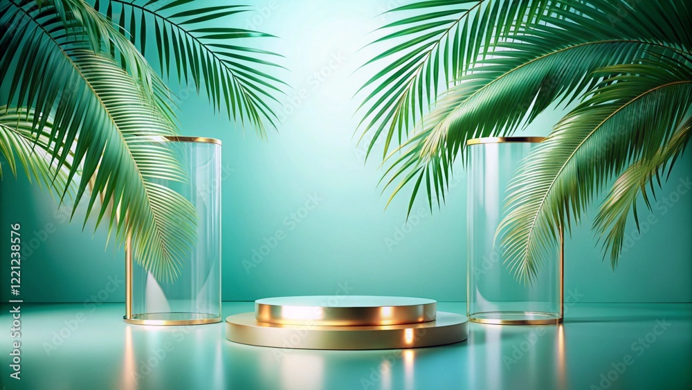 Product mockup templet, Golden luxury empty podium Illustration