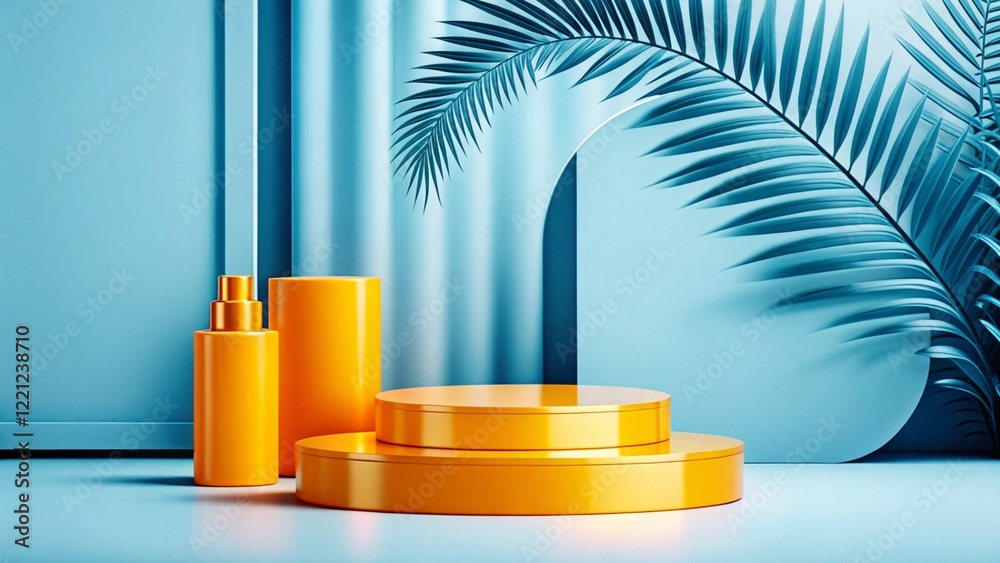 Product mockup templet, Golden luxury empty podium Illustration