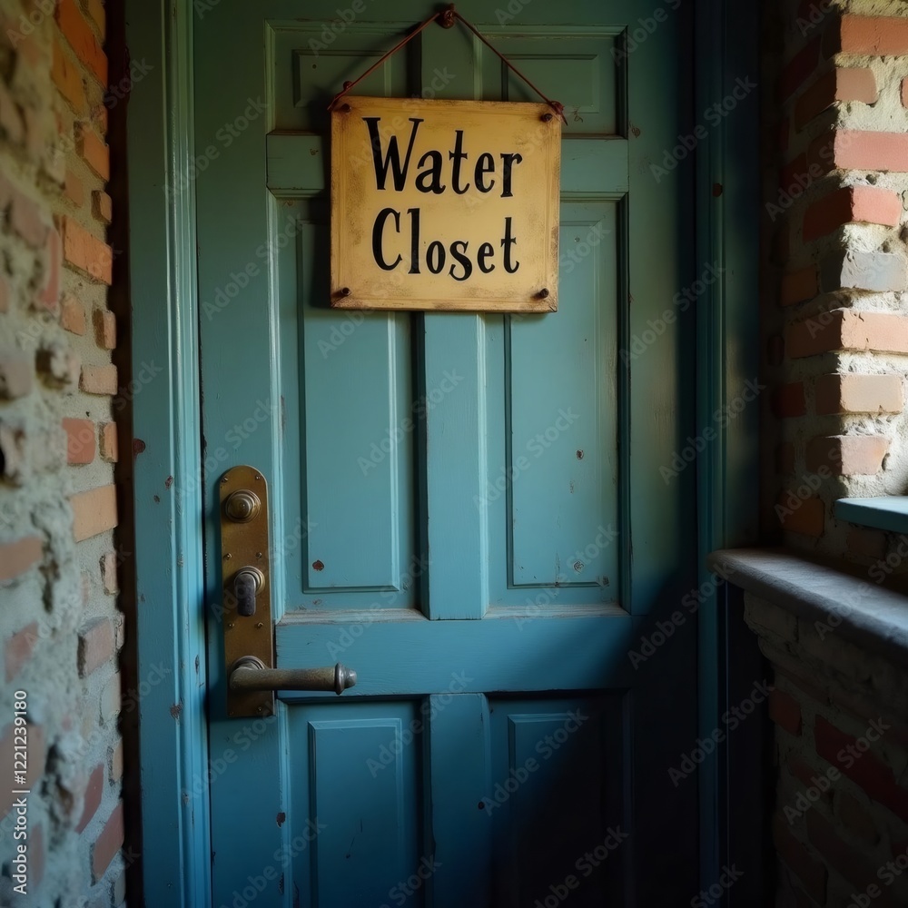 Quaint Water Closet Sign on a Rustic Door Quaint Water Closet Sign on a Rustic Door