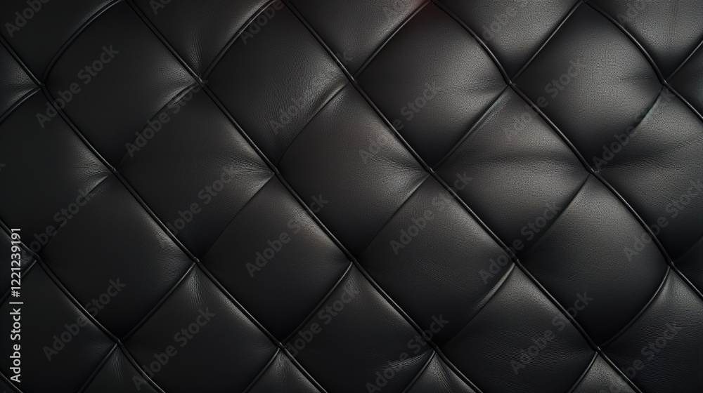 Naklejka premium Luxurious Black Leather Upholstery with Diamond Pattern