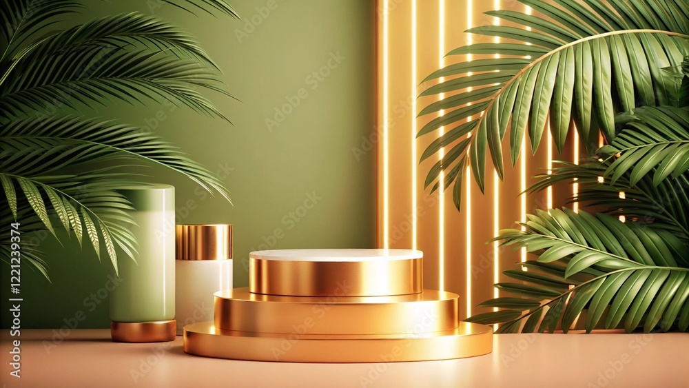 Product mockup templet, Golden luxury empty podium Illustration