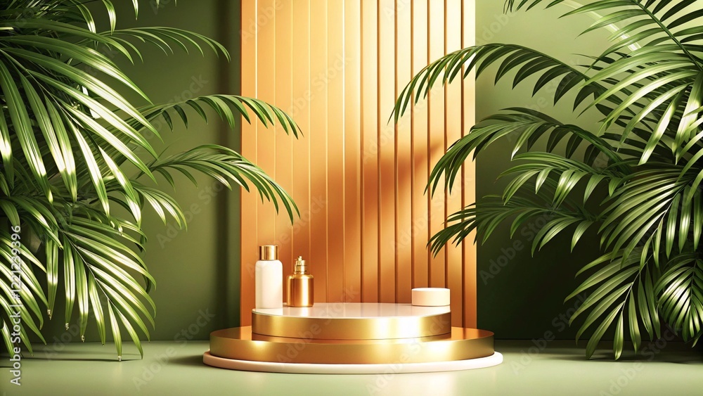 Product mockup templet, Golden luxury empty podium Illustration
