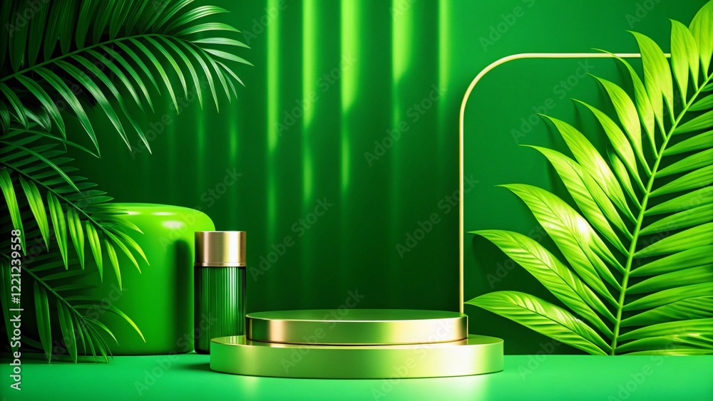 Product mockup templet, Golden luxury empty podium Illustration