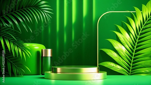 Obraz na płótnie Product mockup templet, Golden luxury empty podium Illustration w salonie