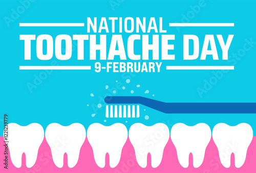 Toothache Day background banner or poster design template. observed every year in February. Holiday concept. Use to any Template, card, poster, placard, template.