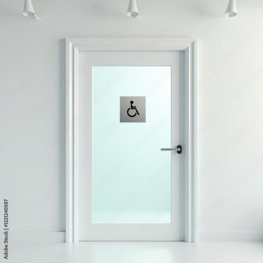 Accessible Restroom Door with Universal Symbol of Access, Modern and Clean Accessible Restroom Door with Universal Symbol of Access, Modern and Clean