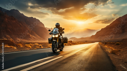 Wallpaper Mural Motorcycle Adventure at Sunset through Scenic Mountains Torontodigital.ca