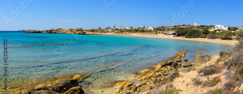 Obraz na płótnie Finikas beach with very fine sand and clear water. Ano Koufonisi island. Small Cyclades, Greece w salonie