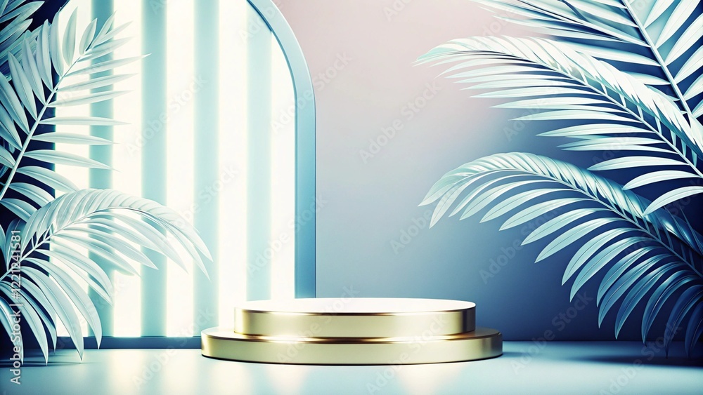 Product mockup templet, Golden luxury empty podium Illustration