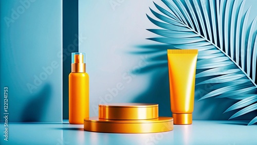 Product mockup templet, Golden luxury empty podium Illustration