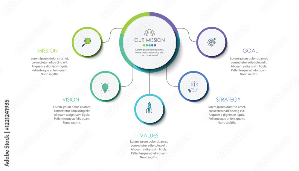 Mission vision values graphic design templateeps 10 on white background Mission vision values graphic design templateeps 10 on white background