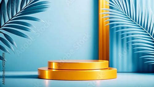 Product mockup templet, Golden luxury empty podium Illustration