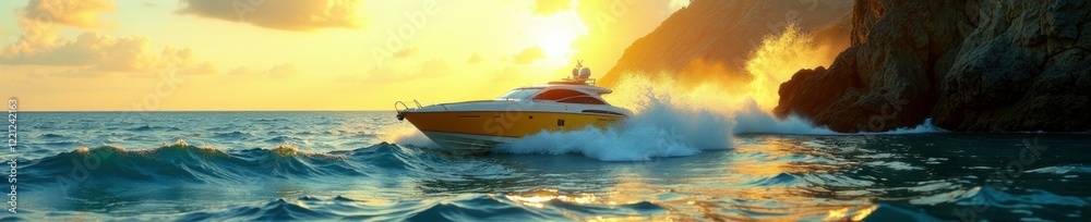 Naklejka premium Giallo marine splende sulla pelle nuda di un uomo che pulisce la prua di una velocit? alta, mani, marinaio